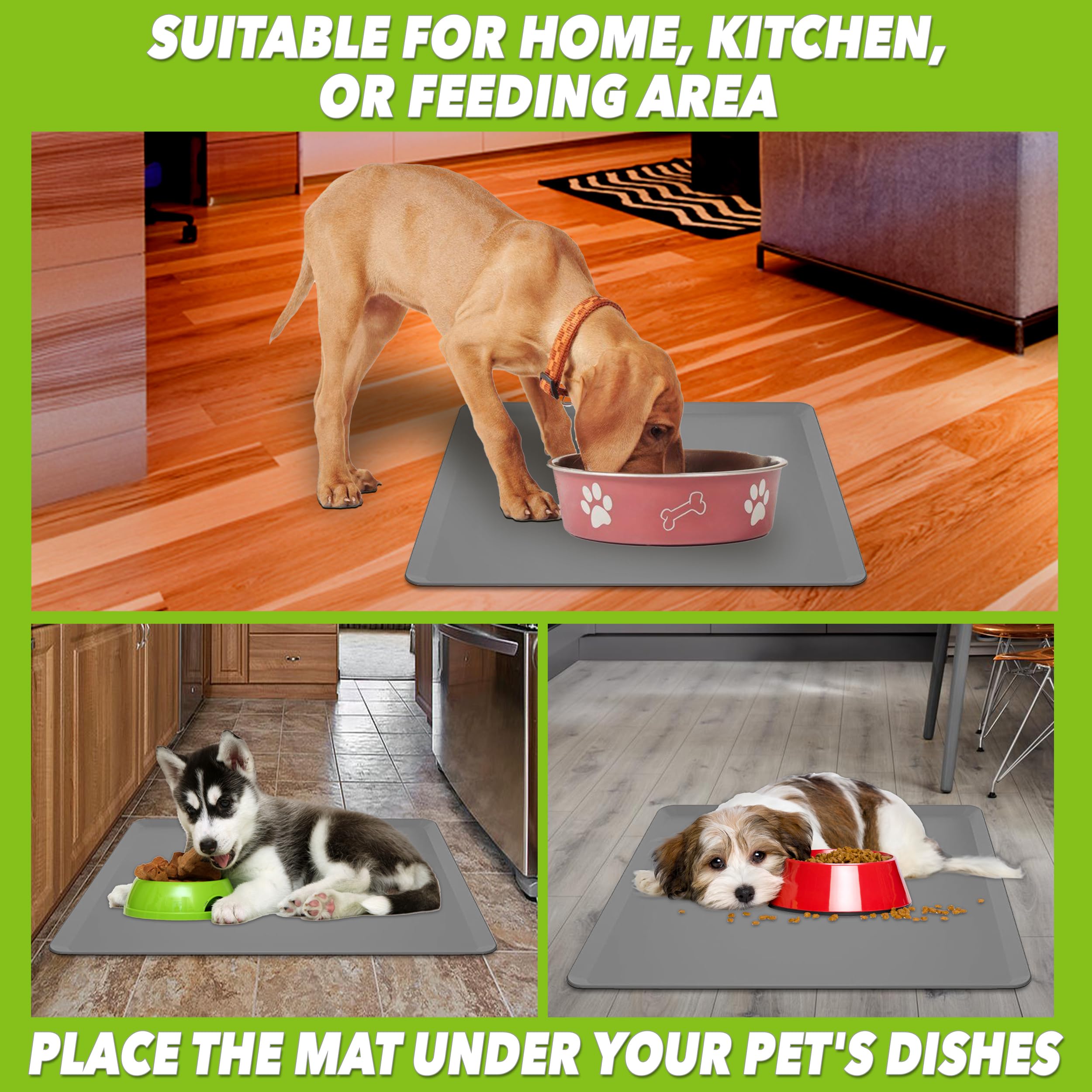 Skywin waterproof pet mat protects floors from spills and splashes.
