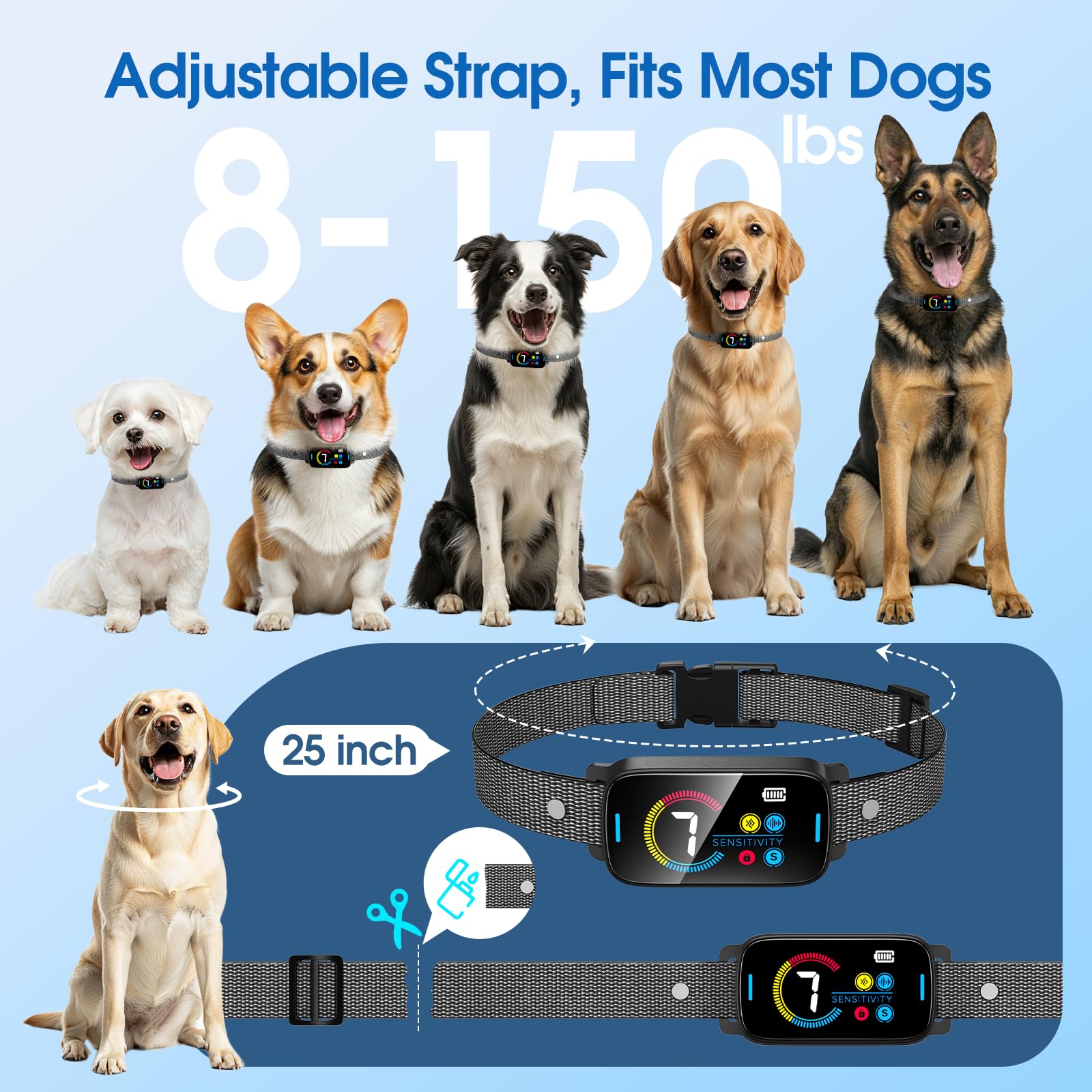 SLAYKAM ultrasonic bark collar rechargeable battery keeps training ready anytime.