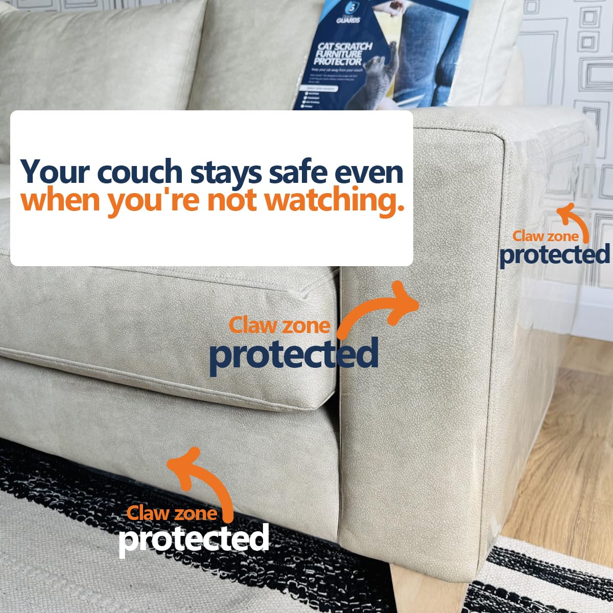 Sleek Guards standard sheets protect medium-area couch arms effectively.