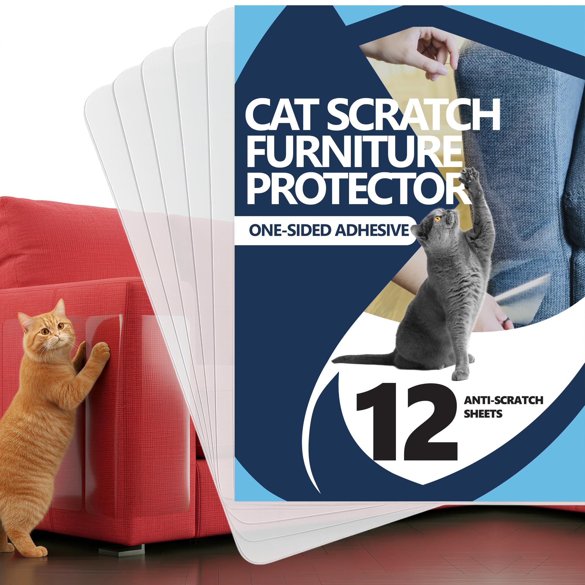 Sleek Guards anti-scratch sheets on an armrest deter cat claws and protect fabric.