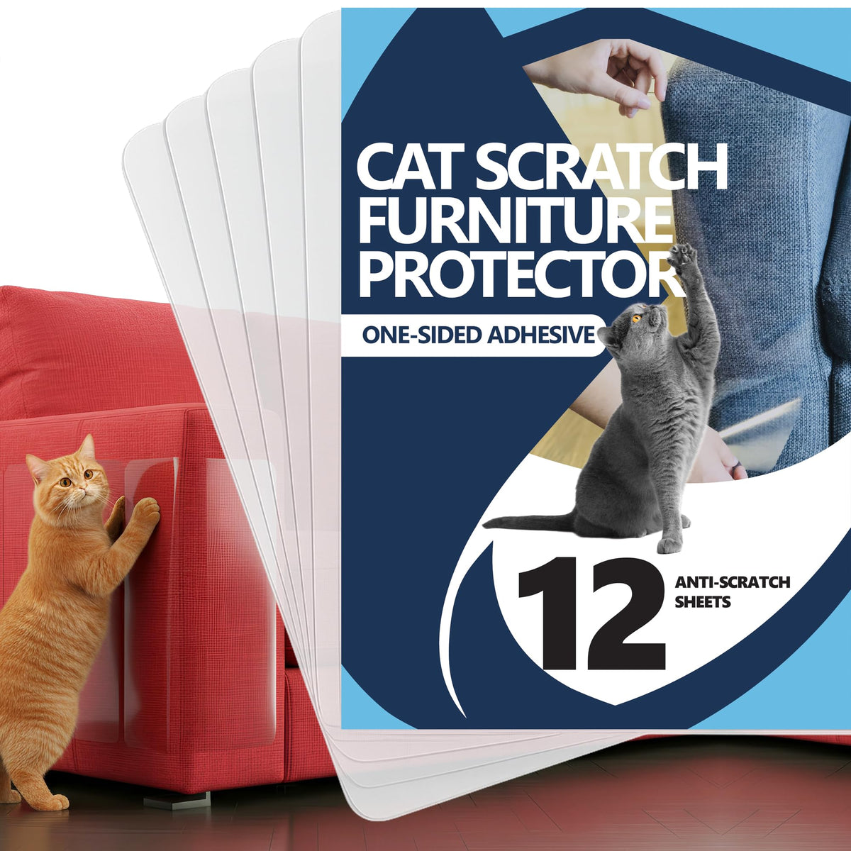Sleek Guards anti-scratch sheets on an armrest deter cat claws and protect fabric.