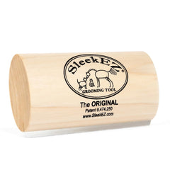 SleekEZ dog brush close-up shows sturdy metal teeth for shedding control.