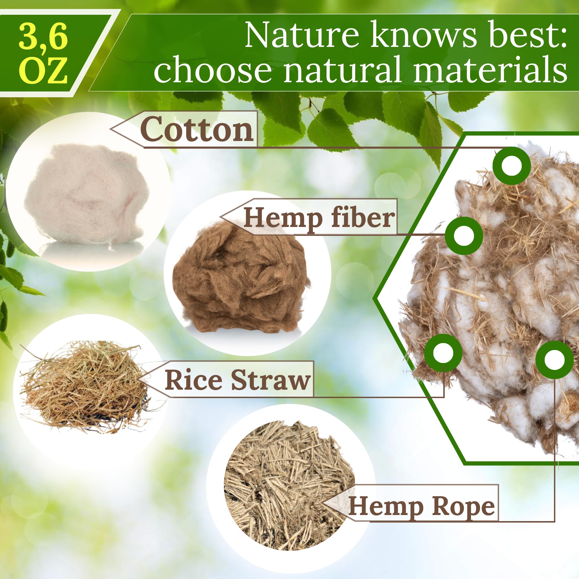 slivche nesting material multi-component mix in container for natural nesting and camouflage
