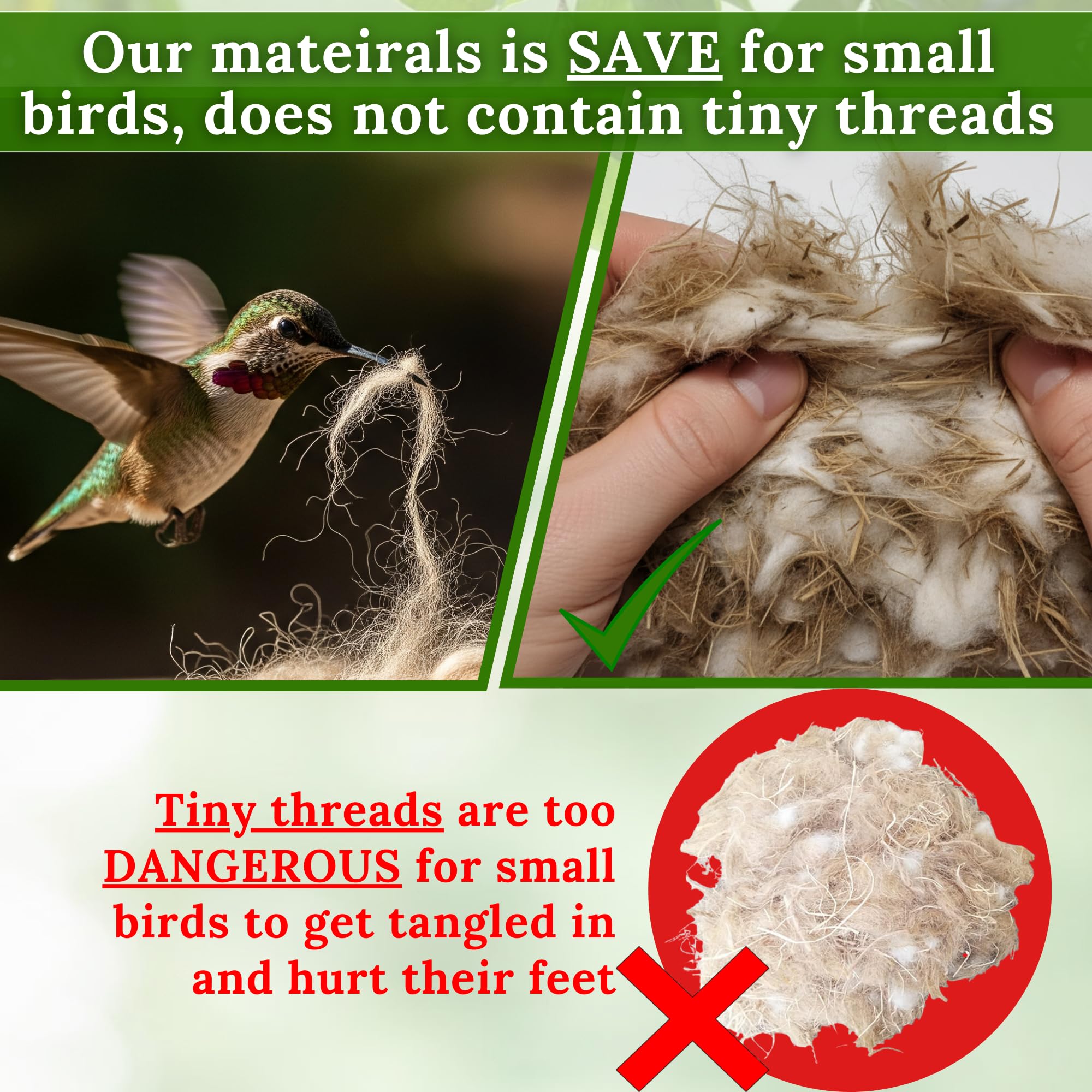 slivche parakeet nesting material mix in use supporting dry, tidy nesting bedding