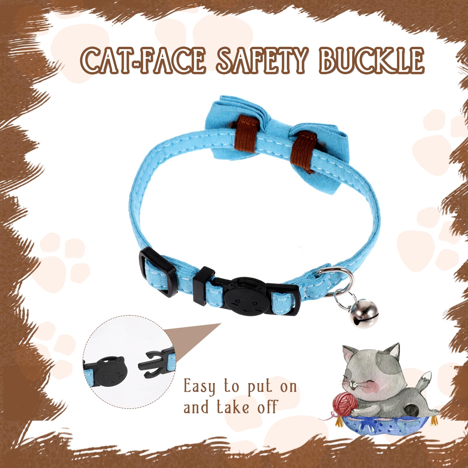 Sliverdew Bow Cat Collar adjustable size 7-12 inches for cats