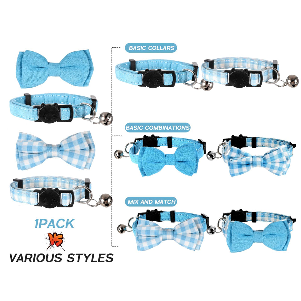 Sliverdew Bow Cat Collar blue plaid design for everyday style