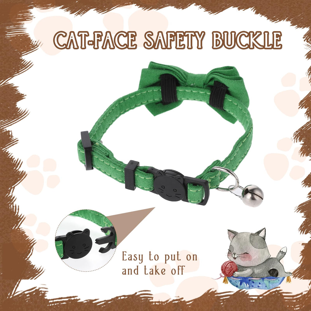 Sliverdew bow cat collar green plaid with bell visible for easy locating.