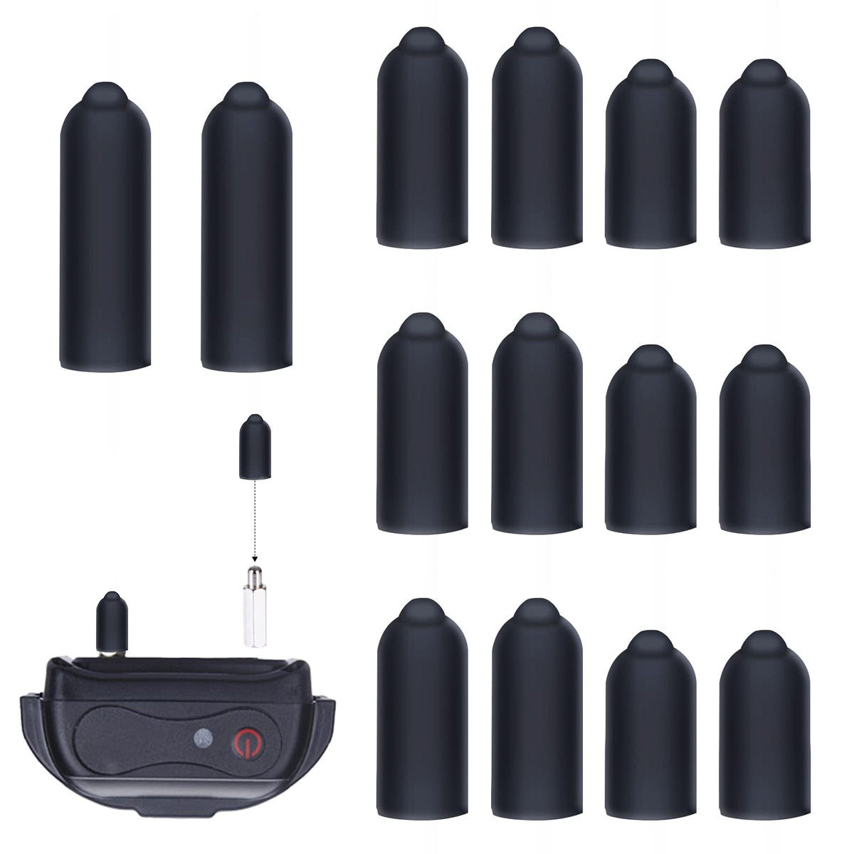 Sliverdew dog collar rubber tip 13mm close-up with soft coating for skin-friendly contact.