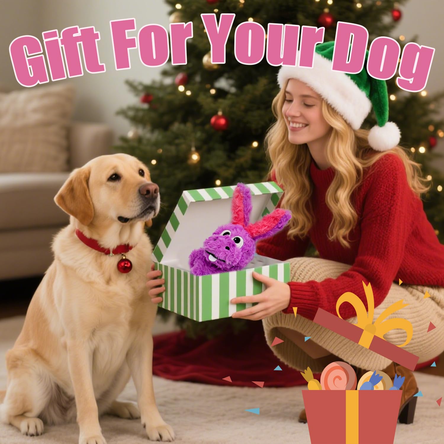 SLIWOWO donkey squeaky toy purple dog and owner share a moment of bonding and joy.