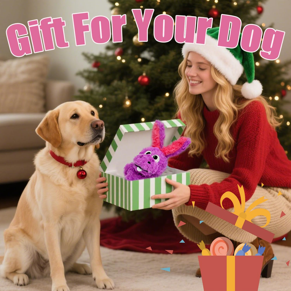 SLIWOWO donkey squeaky toy purple dog and owner share a moment of bonding and joy.