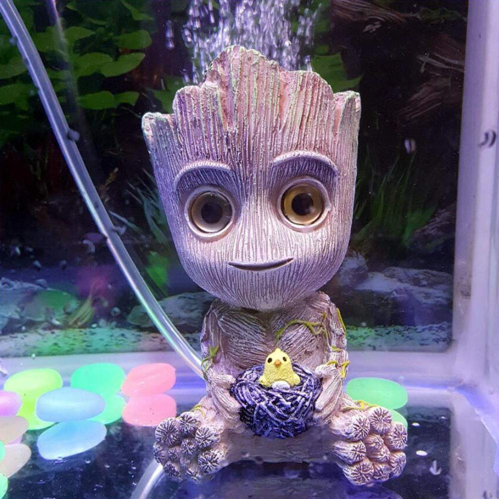 SLOCME Groot underwater scene with bubbles adds visual interest for fresh or saltwater tanks
