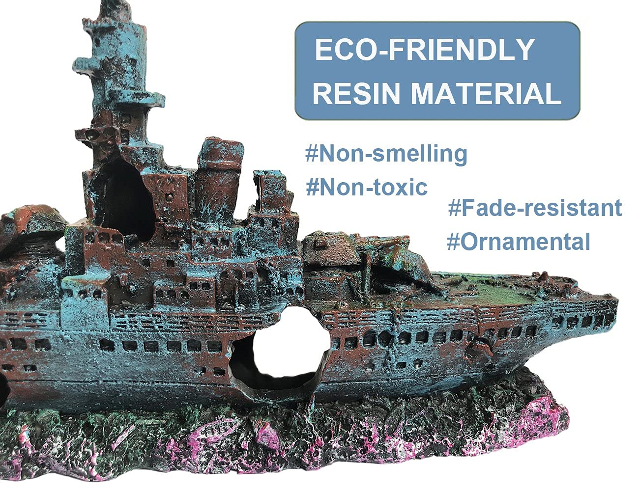 SLOCME shipwreck ornament resin-based durable material