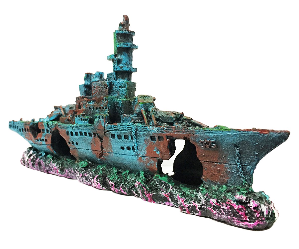 SLOCME shipwreck ornament sunken ship enhances aquarium realism and scenery