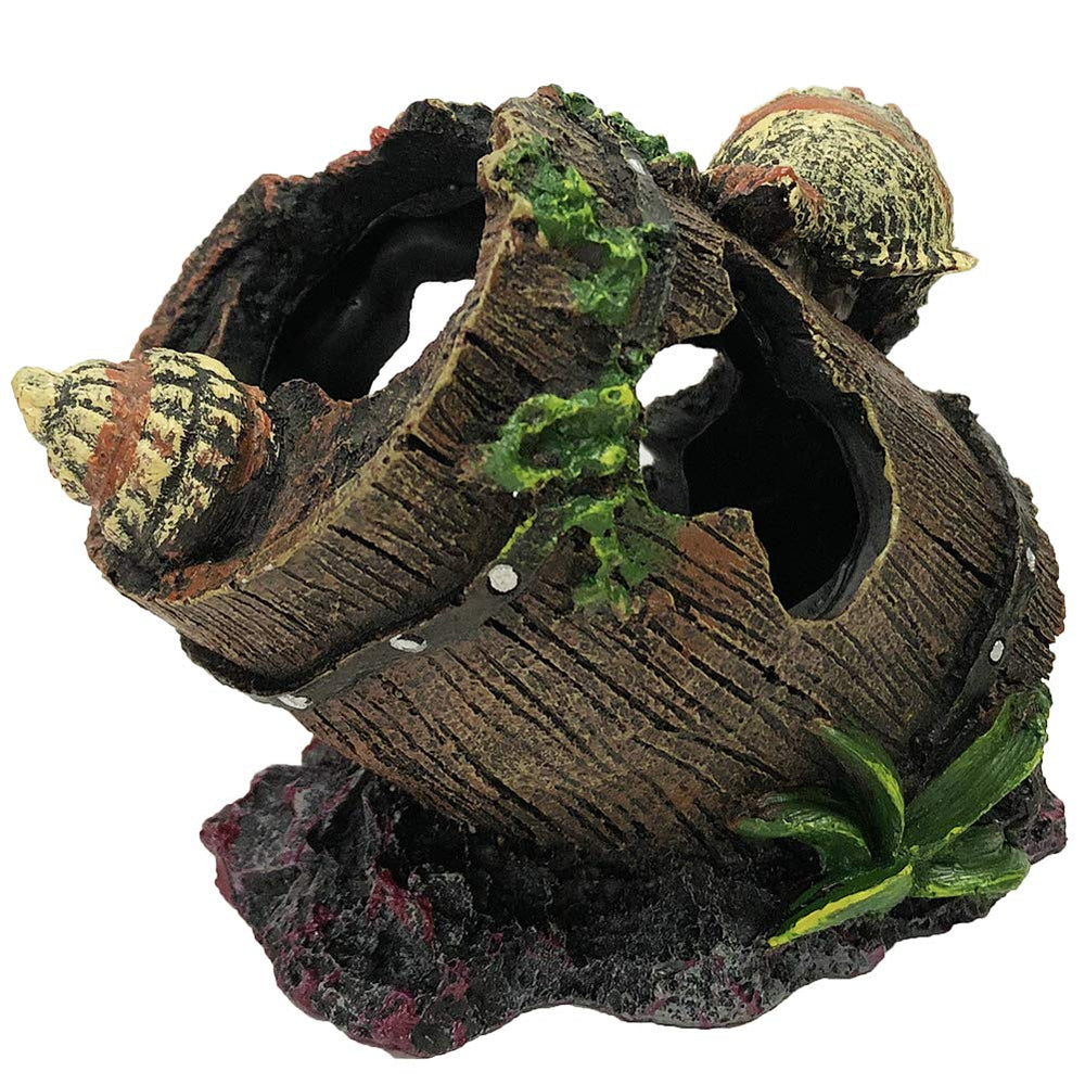 SLOCME broken-barrel-conch-ornament nestled in a small tank for cozy swim-through.