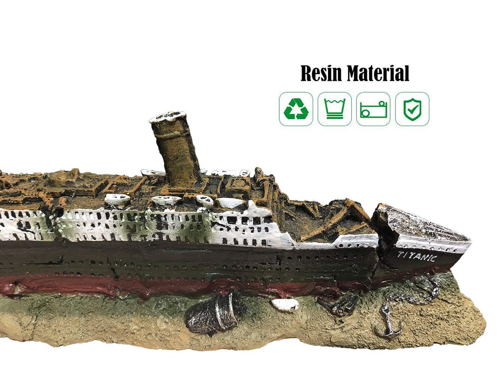 SLOCME resin Titanic-ship detail illustration adds intrigue and natural-looking habitat for fish.