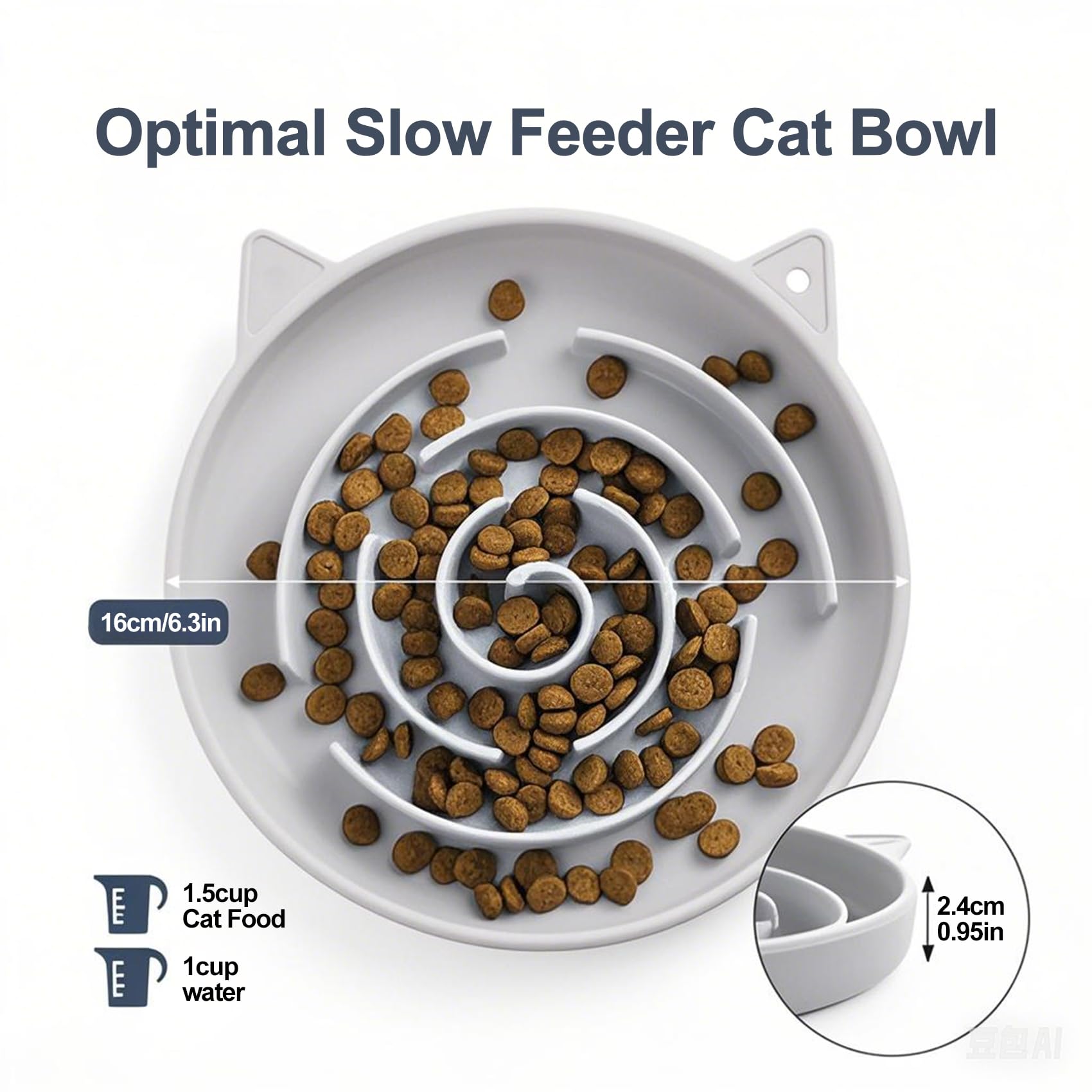 Slofedzy cat bowl with non-slip base reduces spills during meals.
