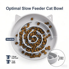 Slofedzy cat bowl with non-slip base reduces spills during meals.