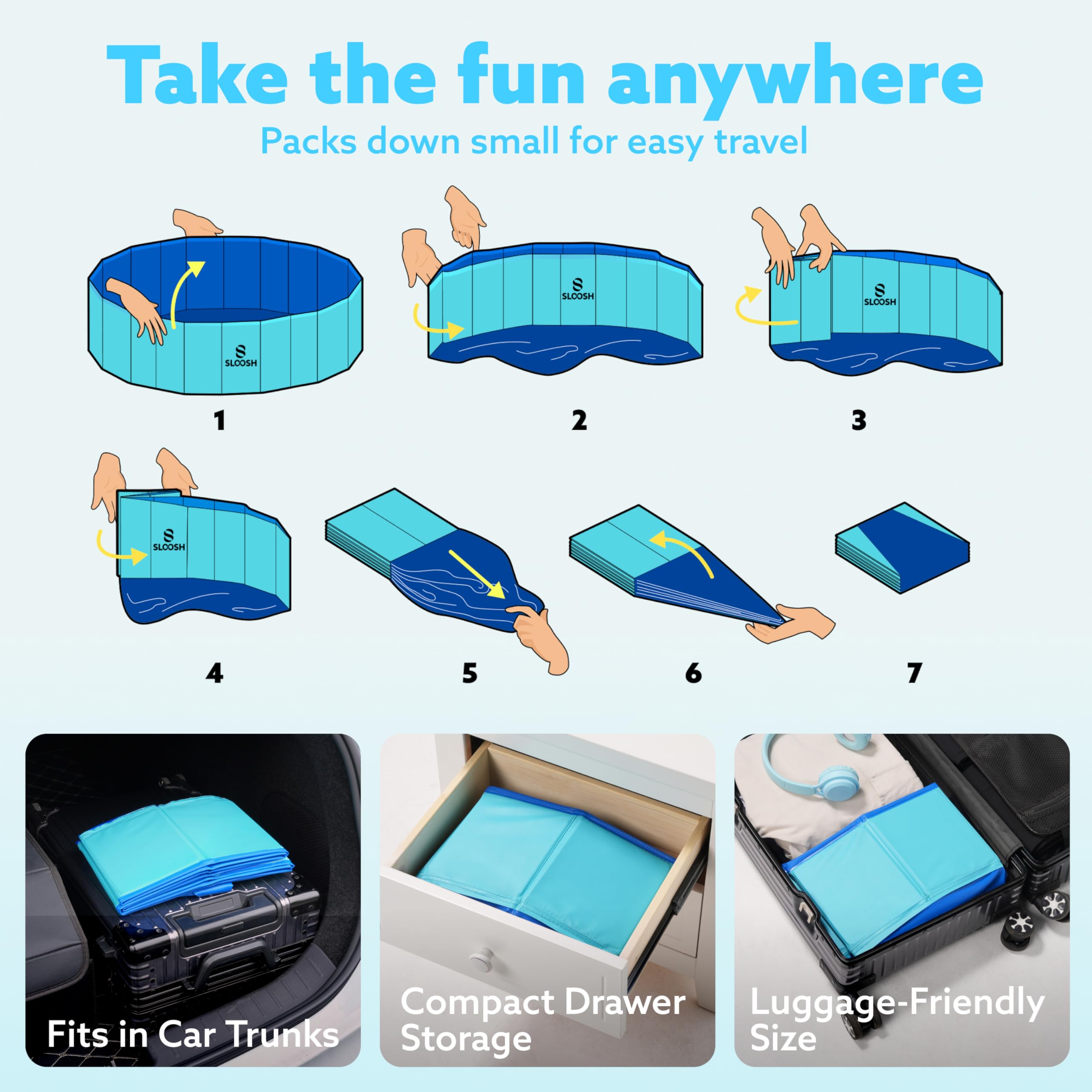 Sloosh foldable dog pool used as a ball pit for kids