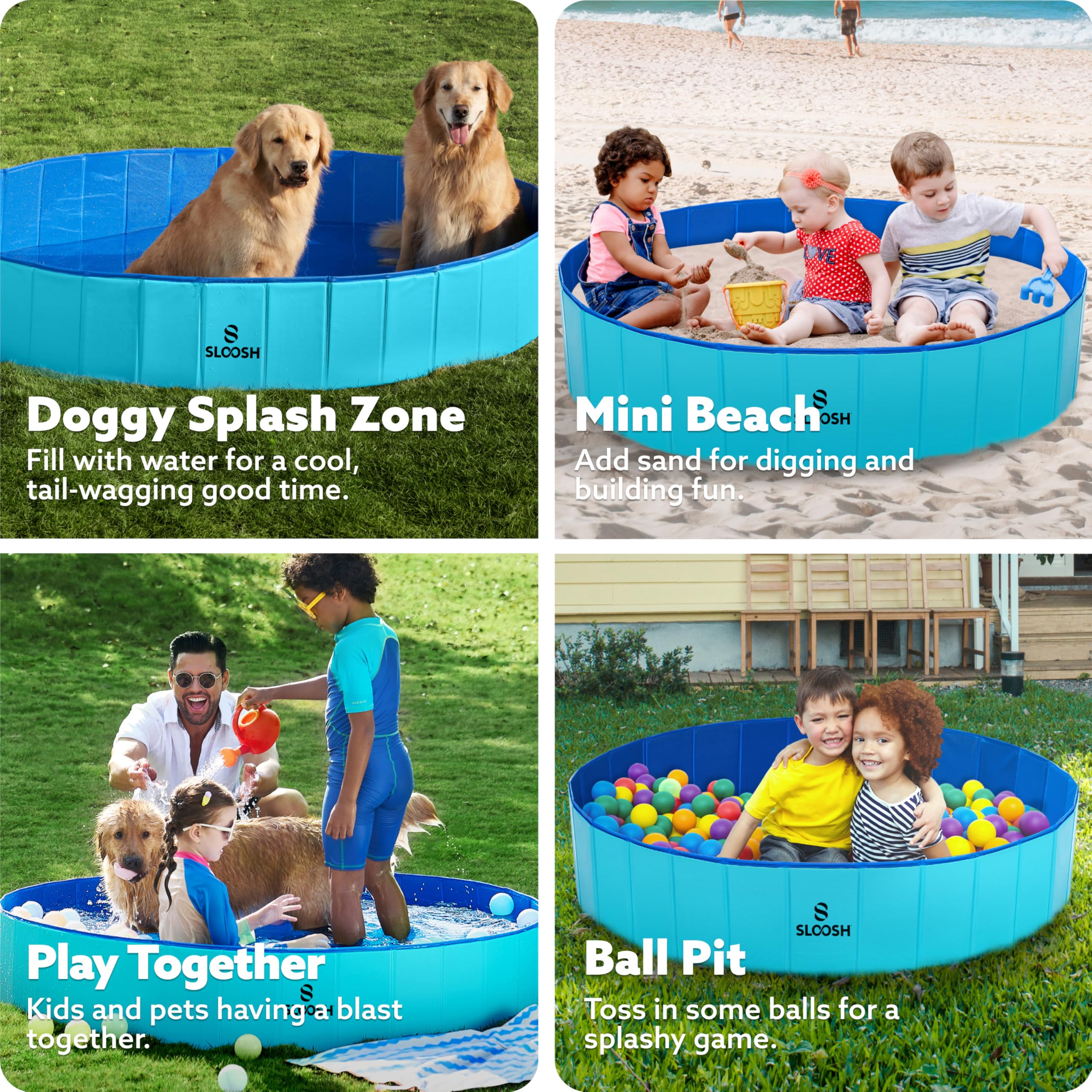 Sloosh foldable dog pool drain valve close-up for easy water release