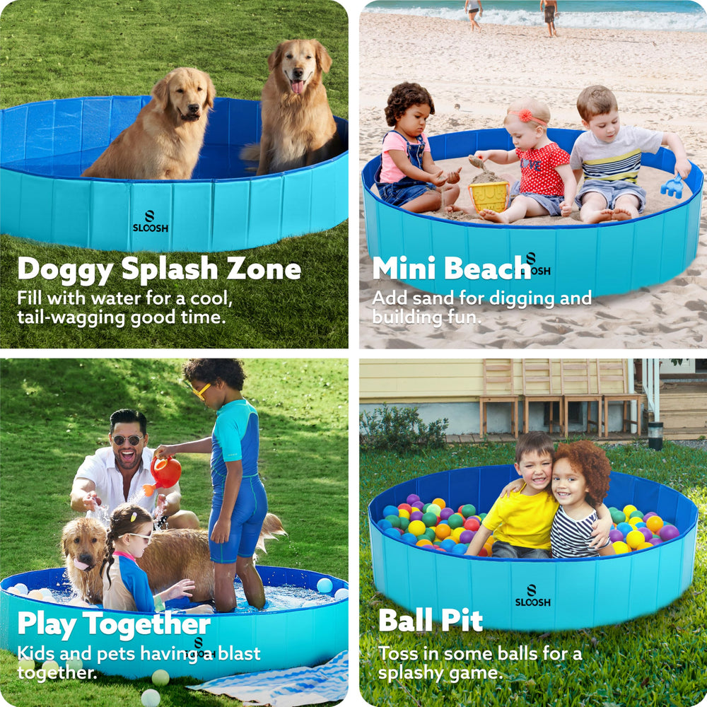 Sloosh foldable dog pool drain valve close-up for easy water release