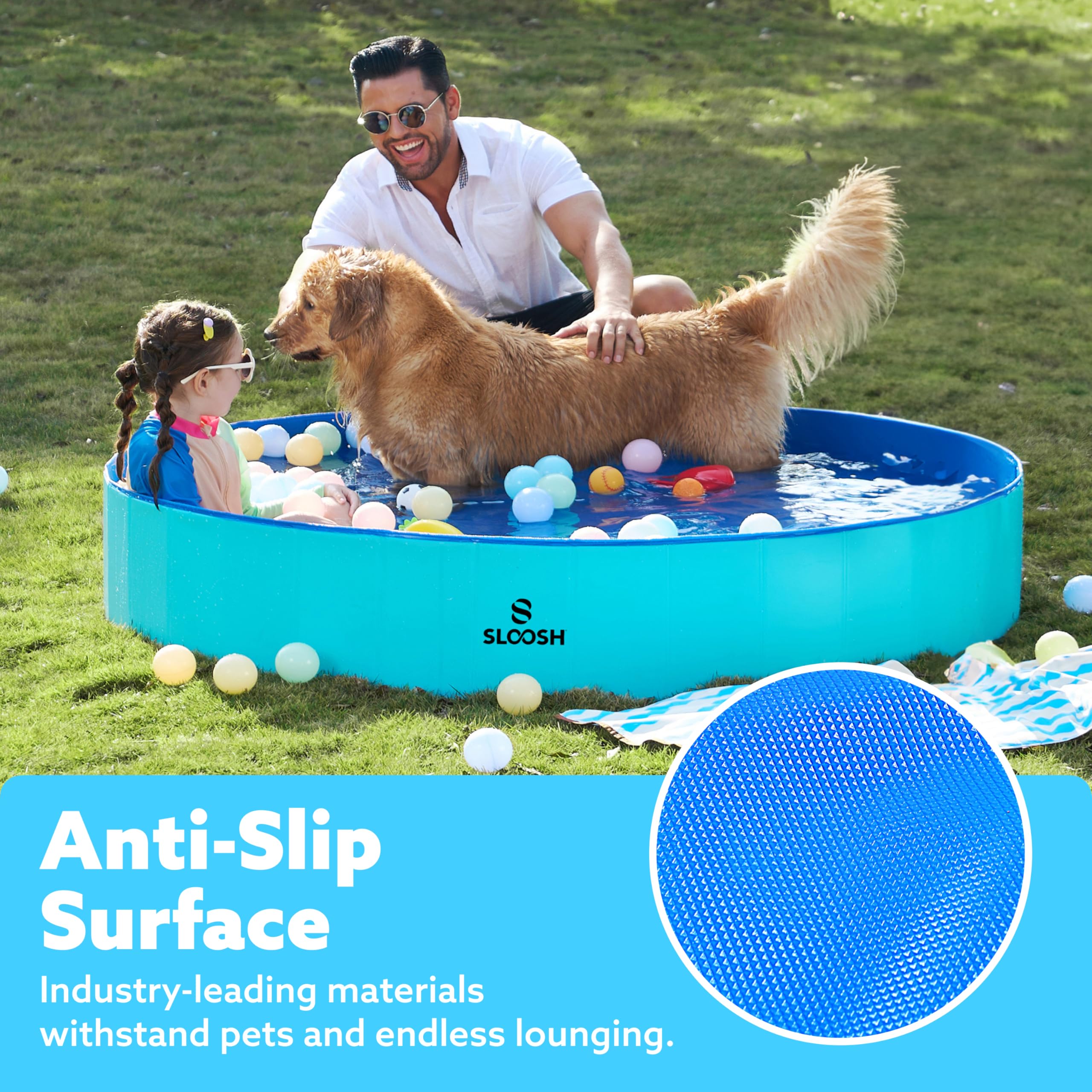 Sloosh foldable dog pool made with durable PVC for lasting use