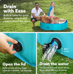 Sloosh foldable dog pool open top view highlights easy setup without pumps