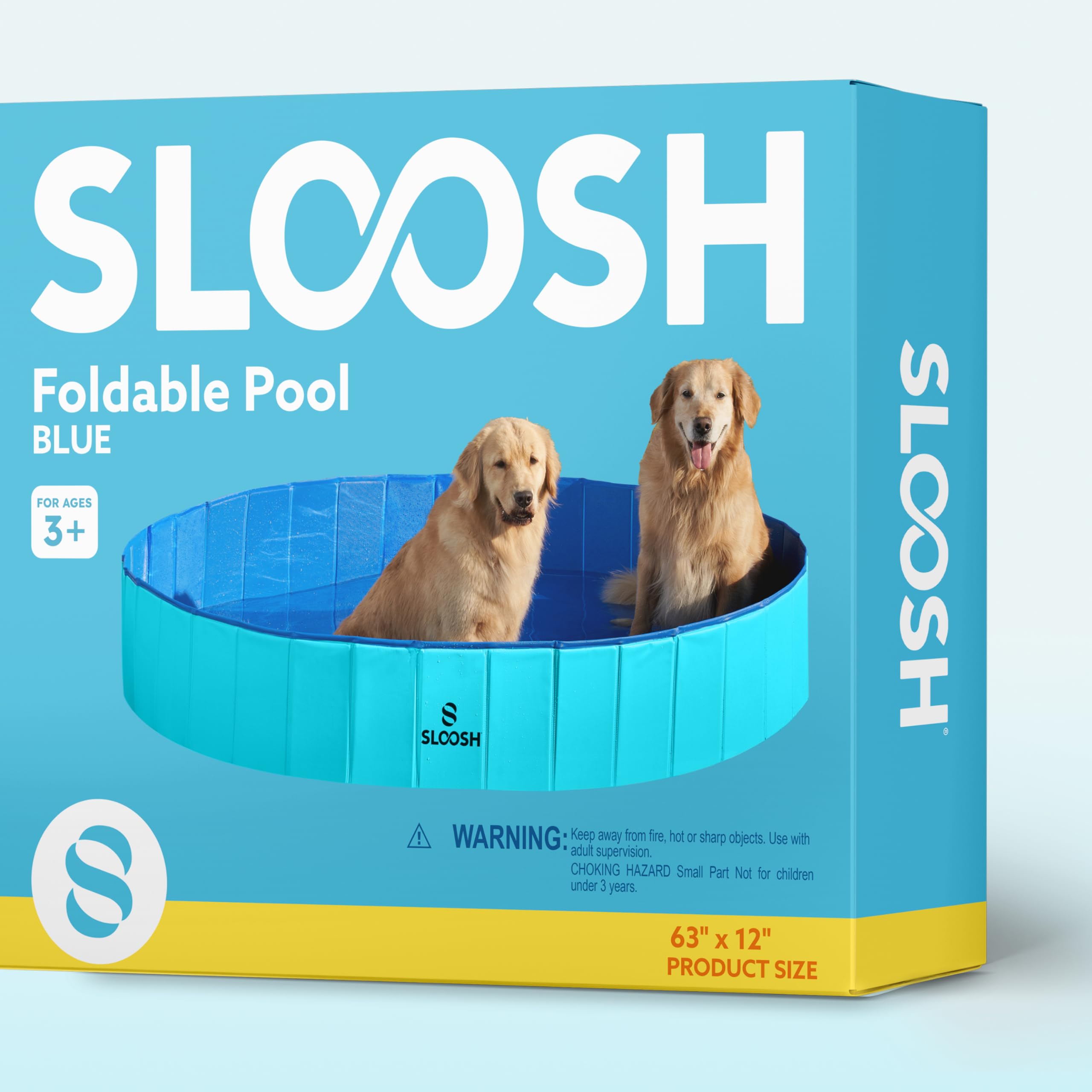 Sloosh foldable dog pool placed in outdoor backyard for blue splash fun