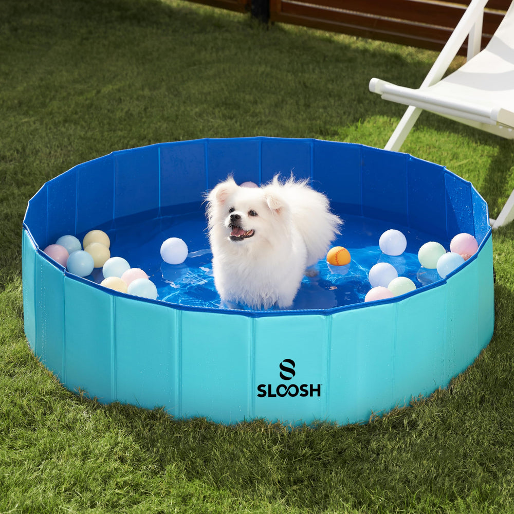 Sloosh foldable-pool-blue-color highlights vibrant cooling water moments for pets