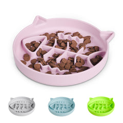 Slowpaw silicone cat slow-feeder bowl pink promotes slower eating during meals