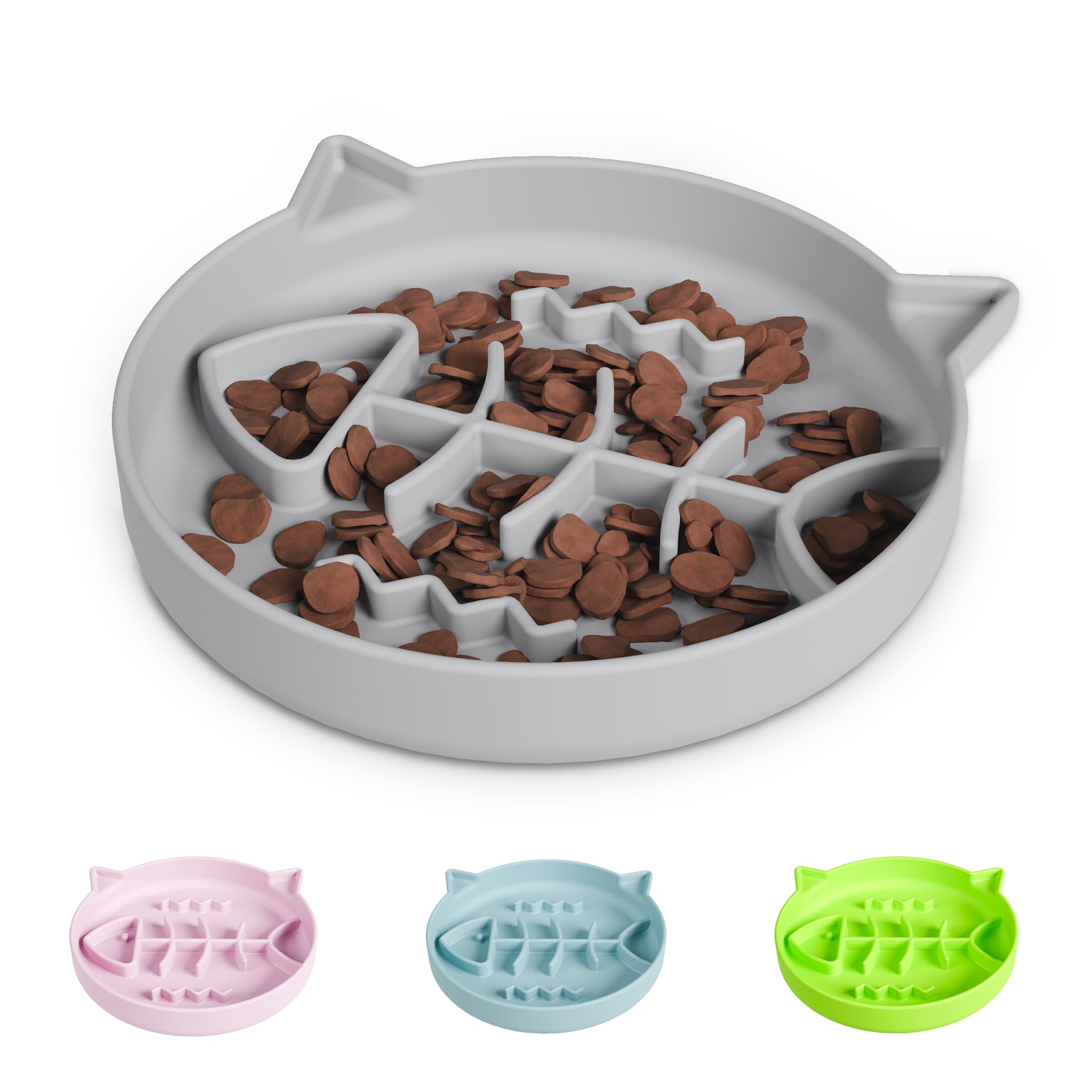 Slowpaw silicone cat slow feeder bowl with suction cups enabling stable, mess-free mealtimes
