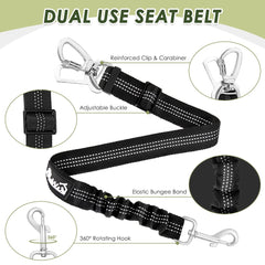 SlowTon cinturón de seguridad para perro con bungee elástico, absorbe sacudidas