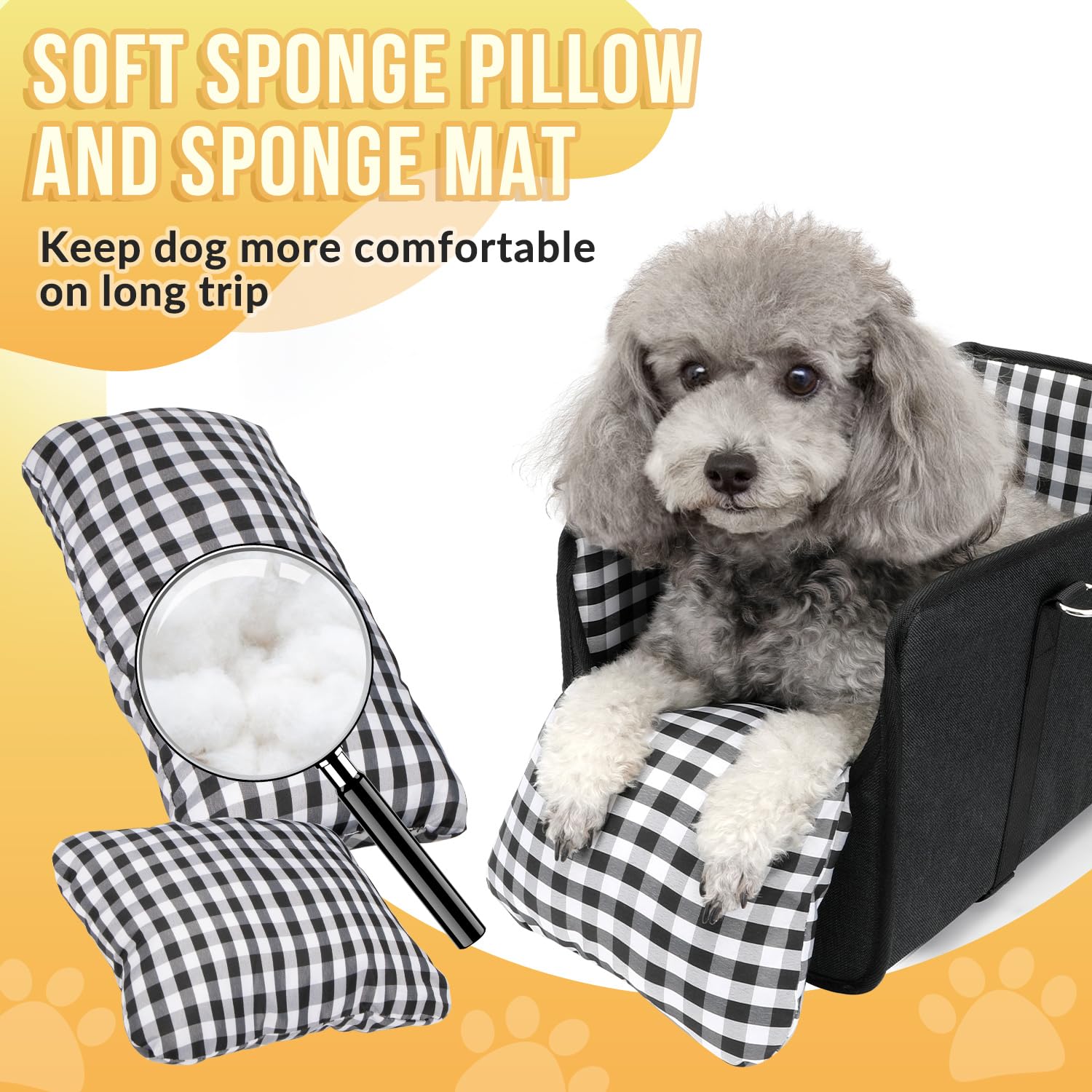 SlowTon Console Dog Seat adjustable safety belt secures pet during travel.