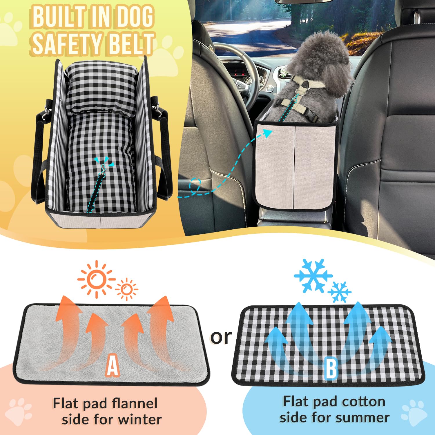 SlowTon Console Dog Seat beige in-car use highlights a compact fit for center consoles.
