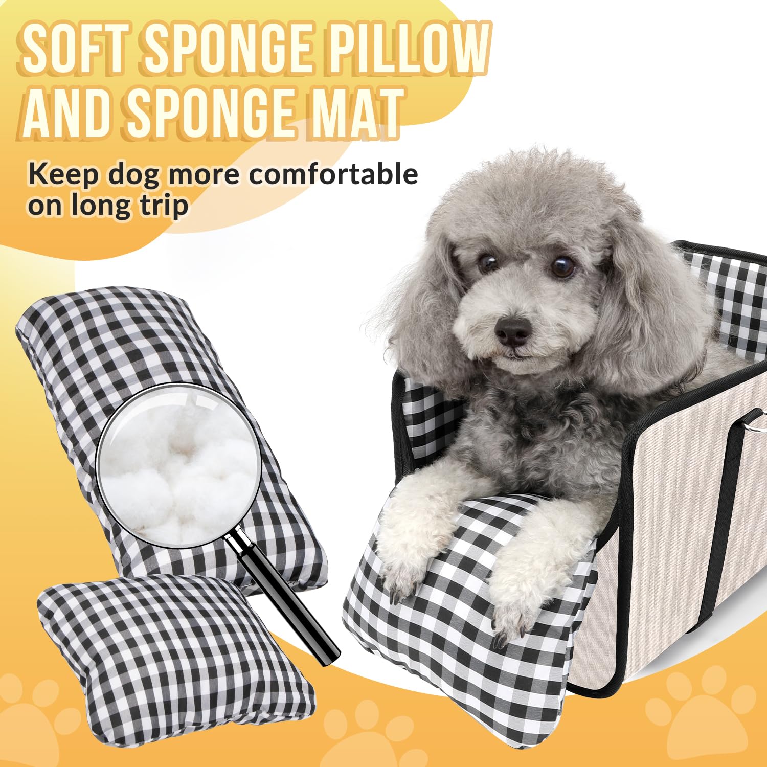 SlowTon Console Dog Seat beige removable pillow adds comfort on every ride.