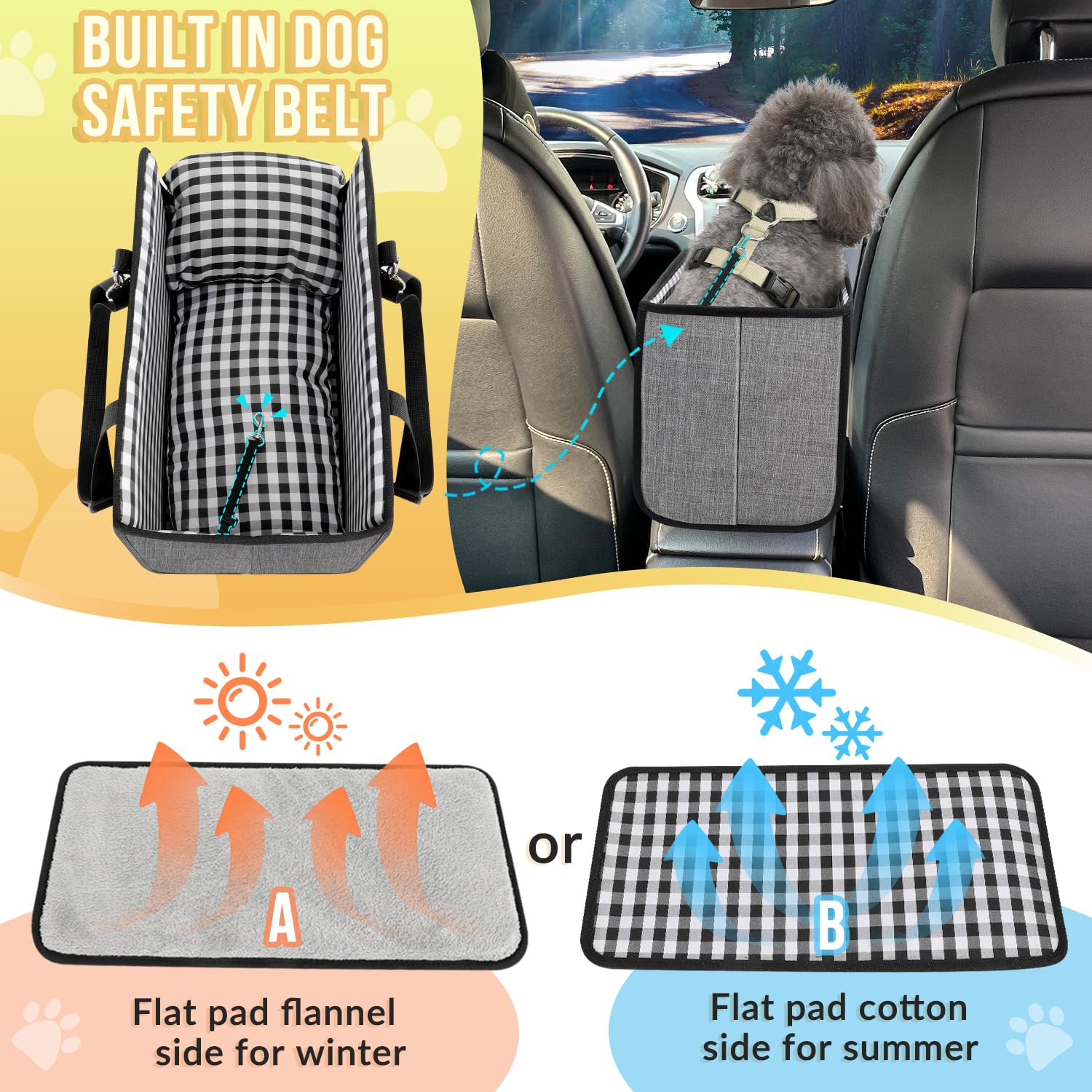 SlowTon Console Dog Seat in-car setup fits center consoles for easy access