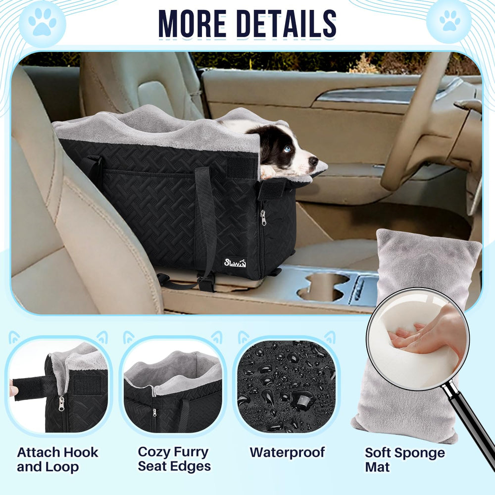 SlowTon Console Dog Seat adjustable pillow offers better view.