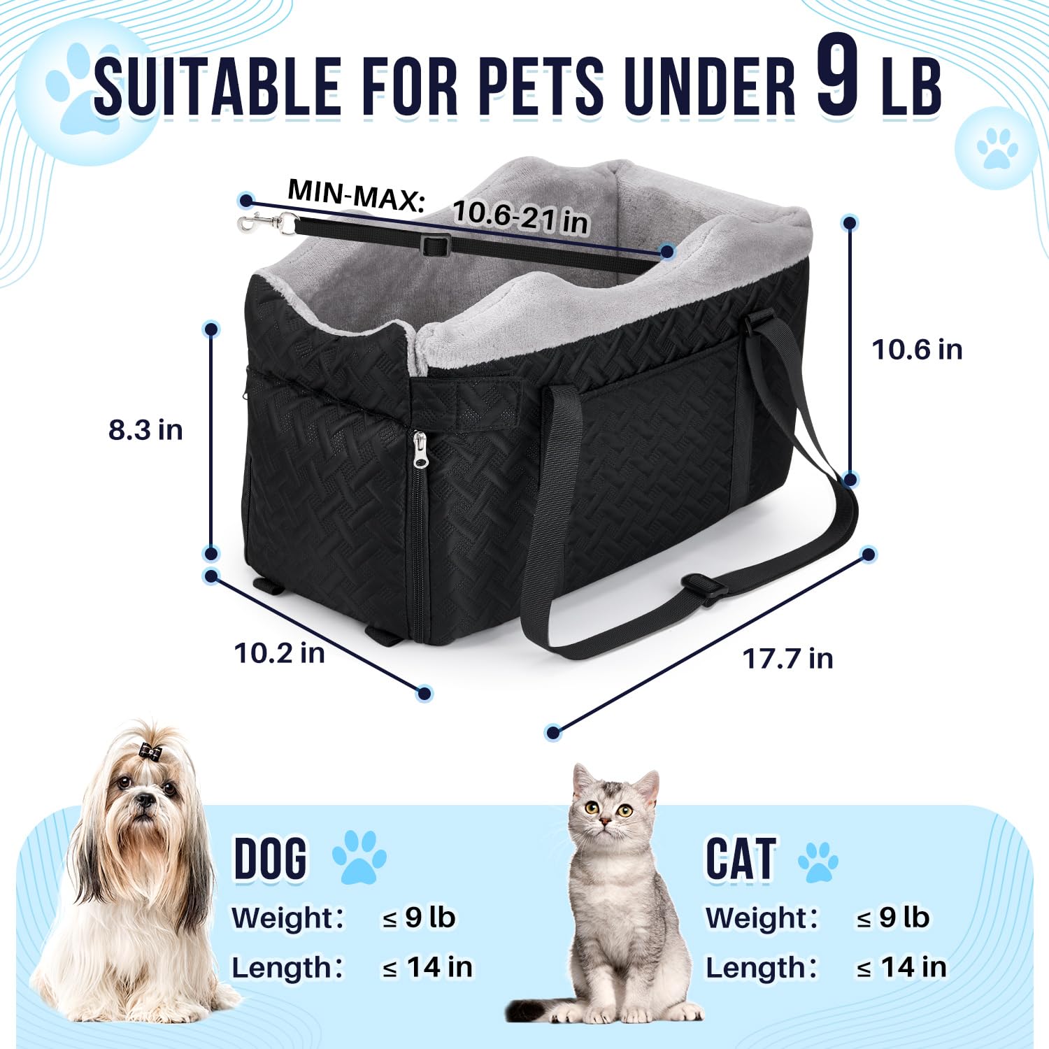 SlowTon Console Dog Seat side-pocket closeup shows convenient storage.