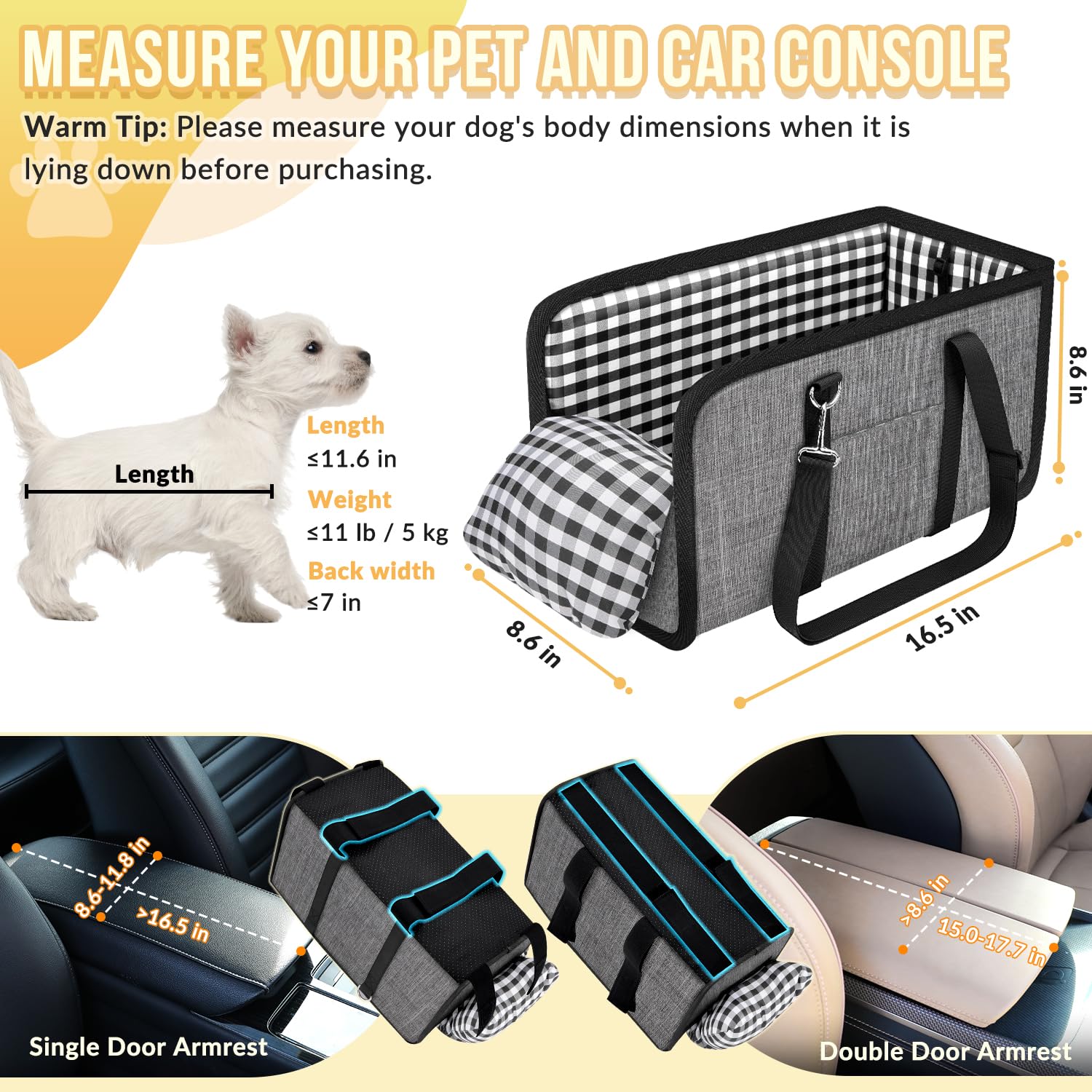 SlowTon Console Dog Seat side view shows sturdy support preventing collapse during journeys