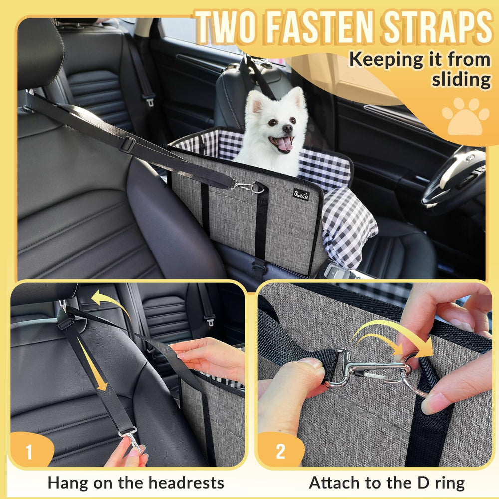 SlowTon Console Dog Seat strap attachment highlights quick detach hooks for flexible use