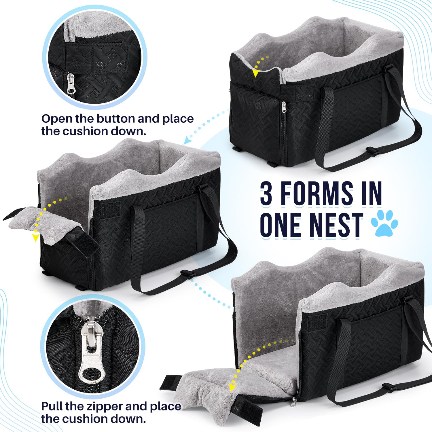 SlowTon Console Dog Seat washable cover for easy cleaning.