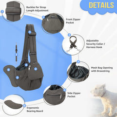 SlowTon dog carrier sling adjustable strap showing customizable fit for different heights