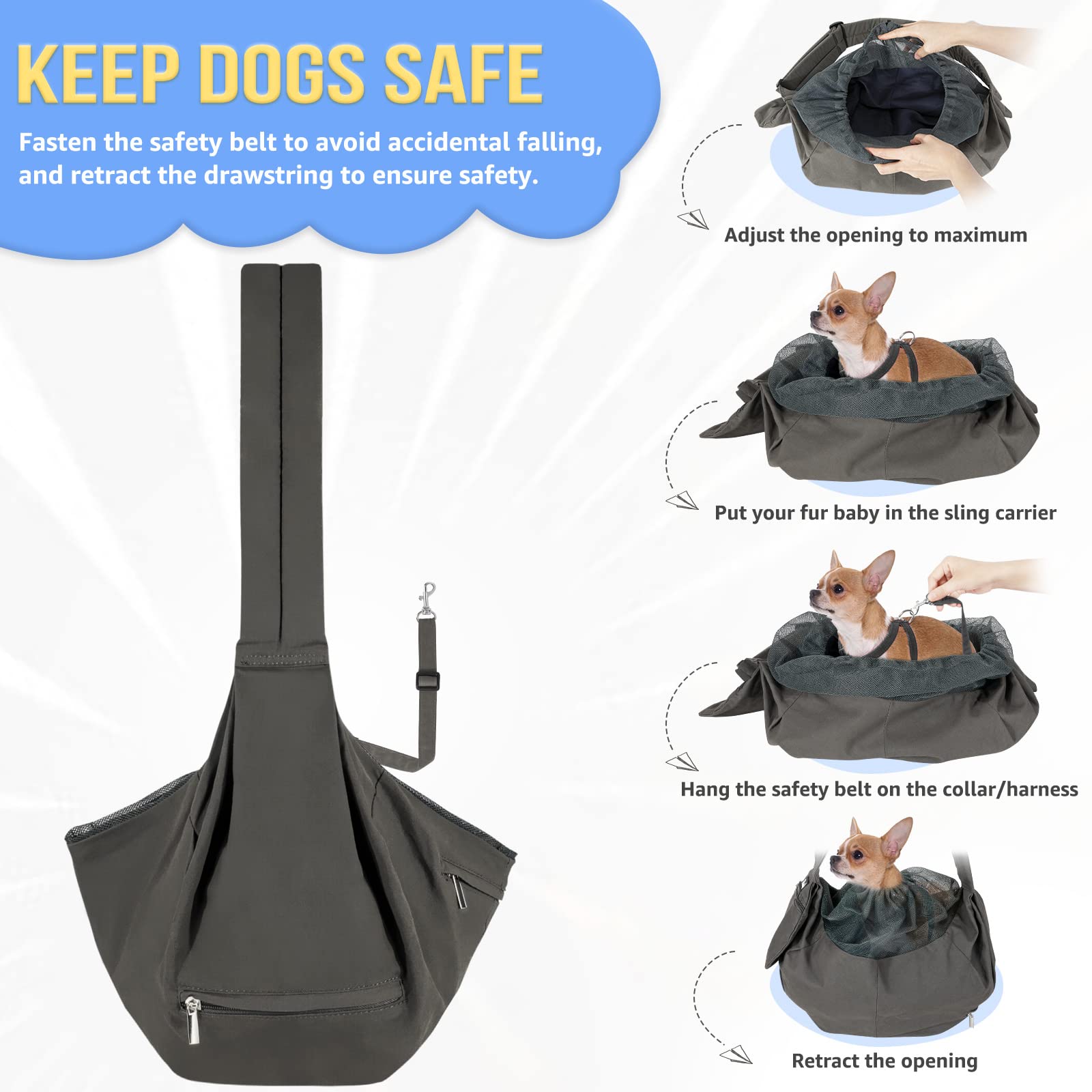SlowTon dog carrier sling padded bottom providing stable support for pets