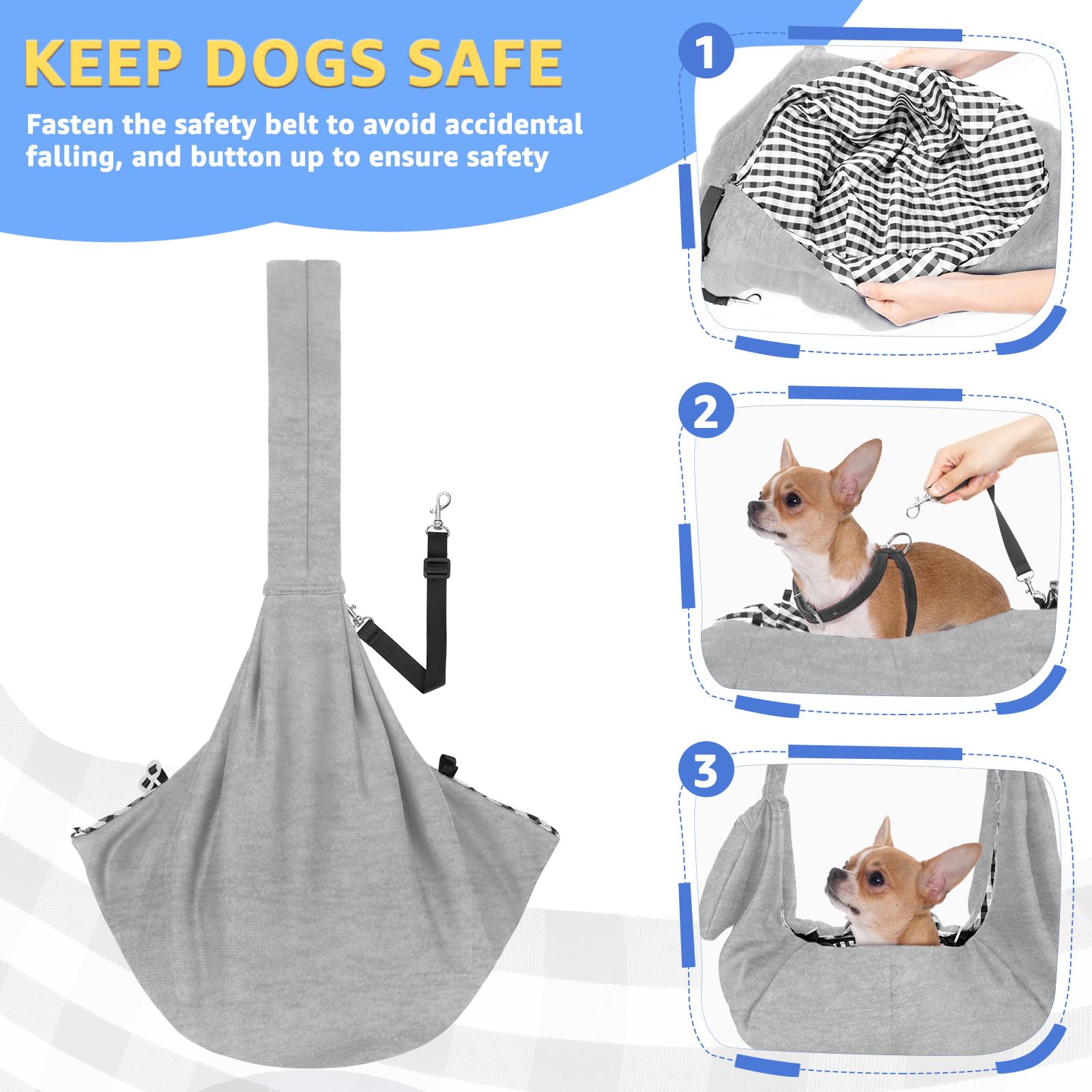 SlowTon dog carrier sling safety hook prevents escape during outings.
