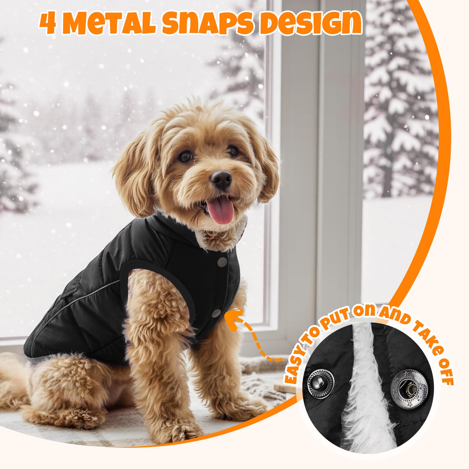 SlowTon Dog Coat leash hole enables quick leash attachment.