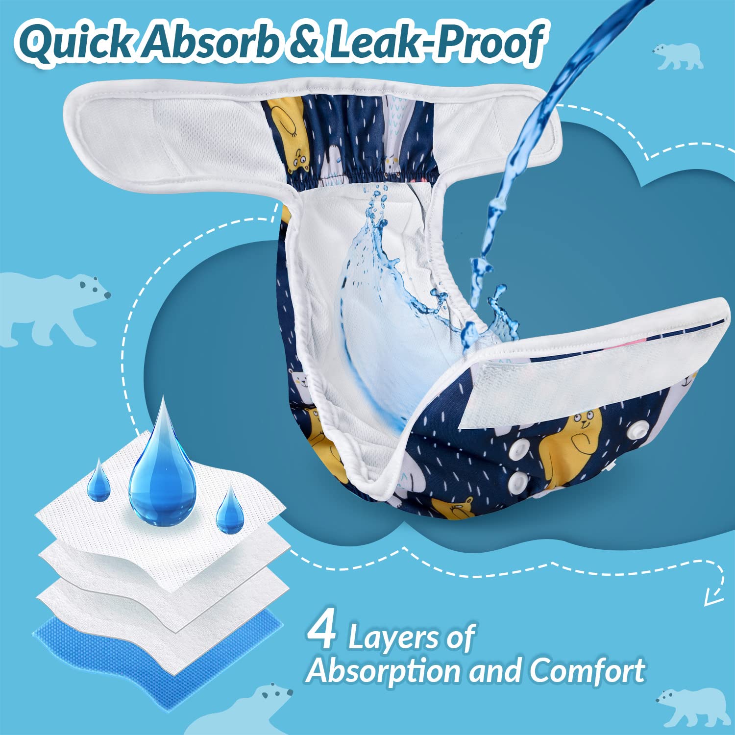 SlowTon female dog diapers with adjustable back buttons for a secure fit