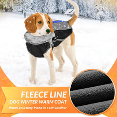SlowTon dog jacket faux-fur neckline adds cozy styling for cold days.