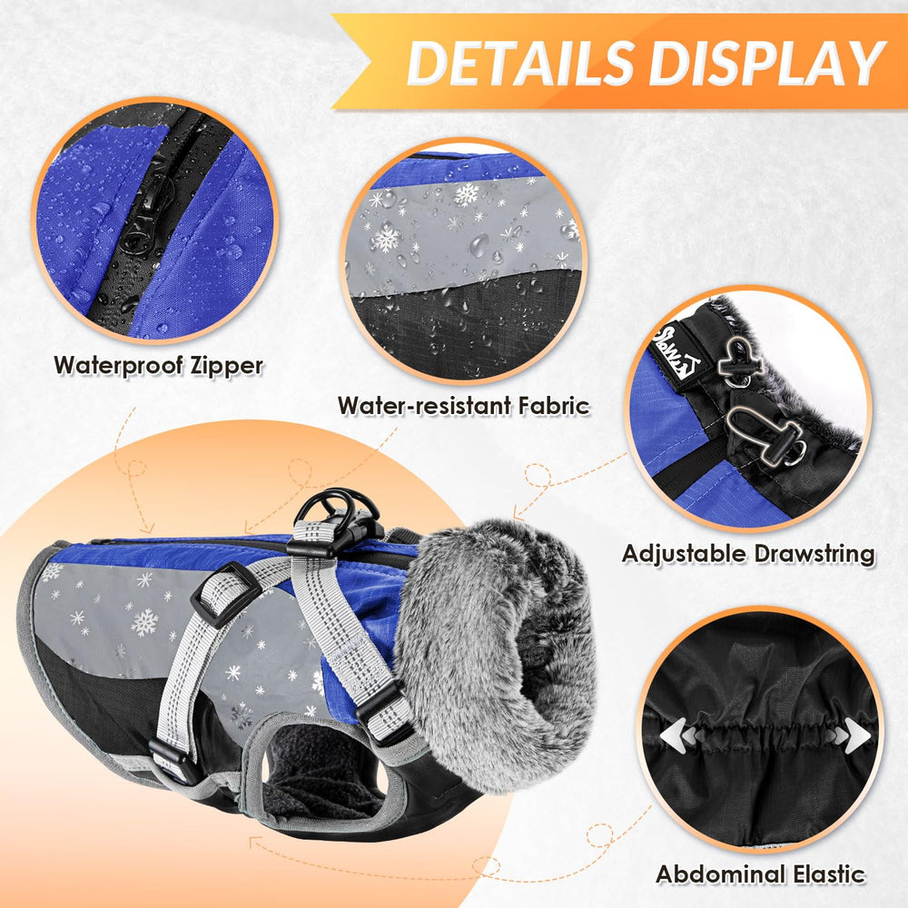 SlowTon dog jacket reflective stripes enhance visibility during night walks.