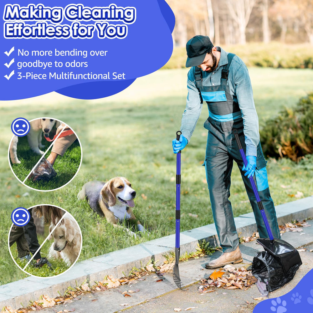 SlowTon ergonomic long-handle design reduces bending during lawn cleanup