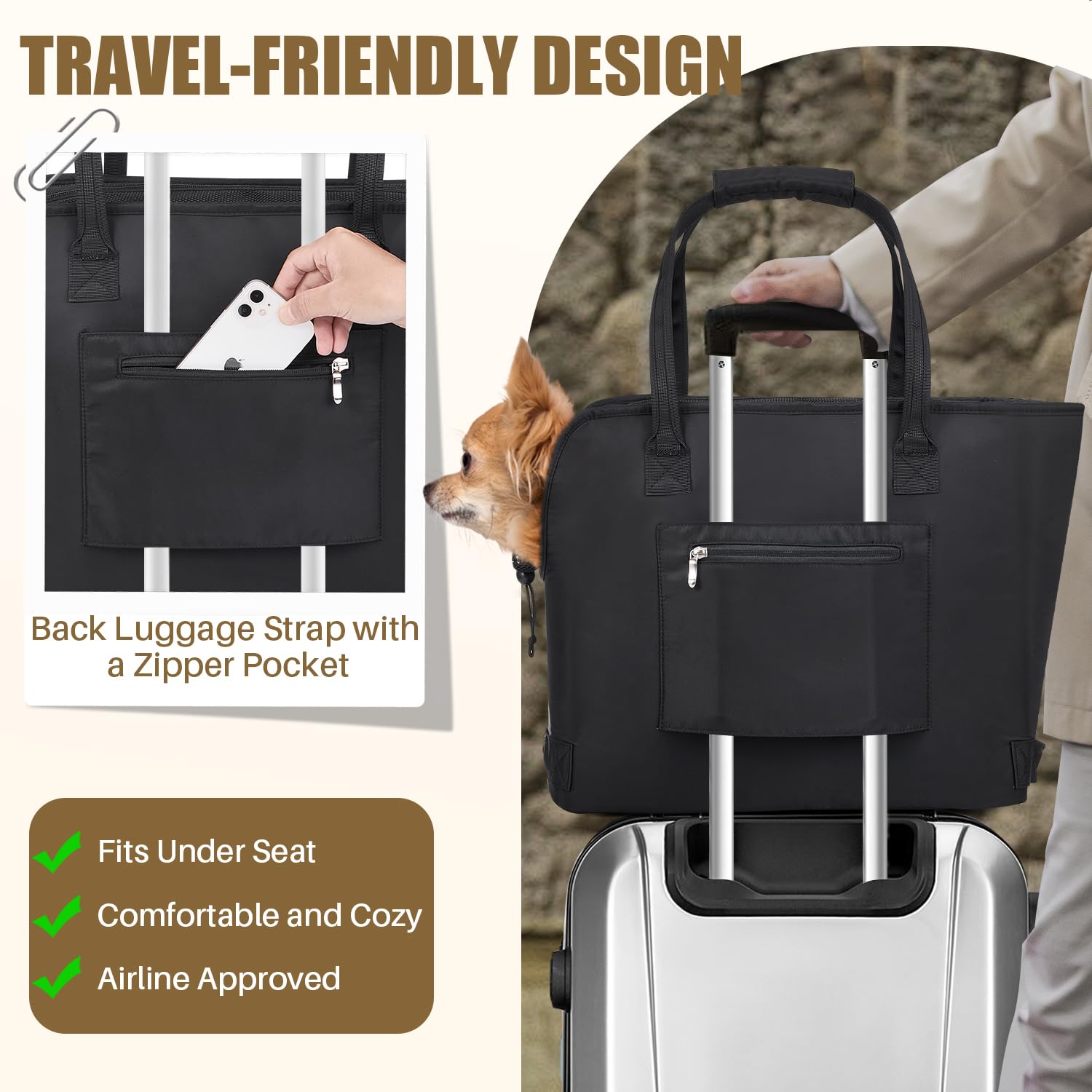 SlowTon dog purse removable bottom highlights stable surface for small dogs