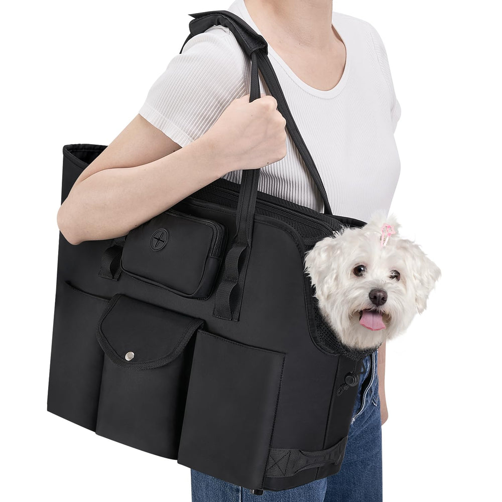 SlowTon dog purse travel-ready scenario conveys airline-friendly design for trips